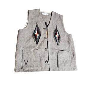 TRUJILLO'S Men's Chimayo Vest Gray Size XL 100% Wool Hand Woven